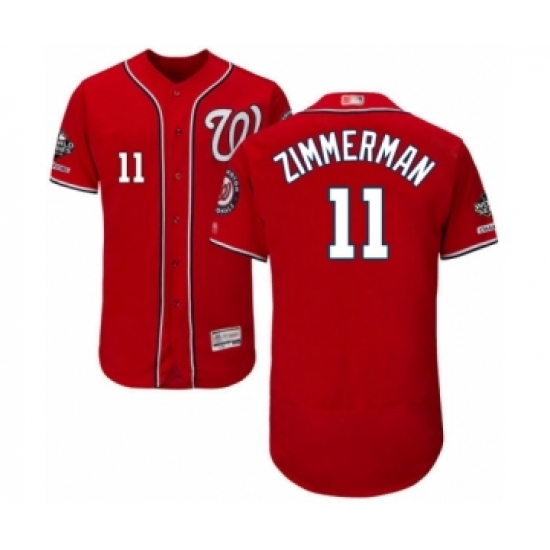 Men's Washington Nationals 11 Ryan Zimmerman Red Alternate Flex Base Authentic Collection 2019 World Series Champions Baseball Jersey