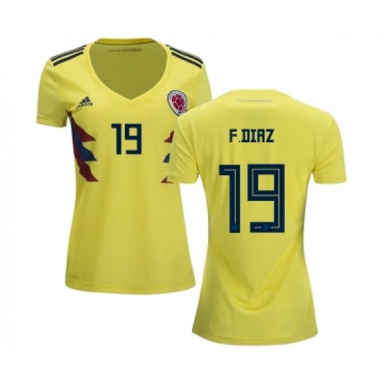 Women's Colombia 19 F.Diaz Home Soccer Country Jersey