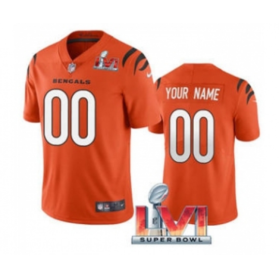 Men's Cincinnati Bengals ACTIVE PLAYER Custom Orange 2022 Super Bowl LVI Vapor Limited Stitched Jersey