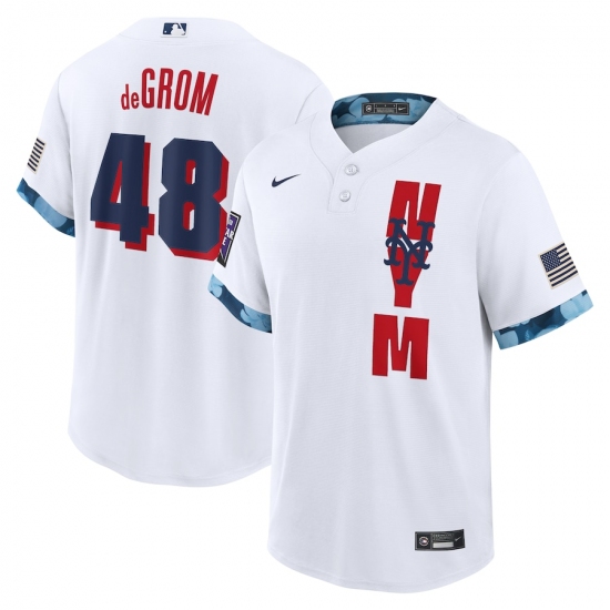 Men's New York Mets 48 Jacob deGrom Nike White 2021 MLB All-Star Game Replica Player Jersey