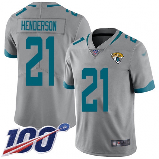 Youth Jacksonville Jaguars 21 C.J. Henderson Silver Stitched Limited Inverted Legend 100th Season Jersey