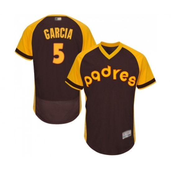 Men's San Diego Padres 5 Greg Garcia Brown Alternate Cooperstown Authentic Collection Flex Base Baseball Jersey