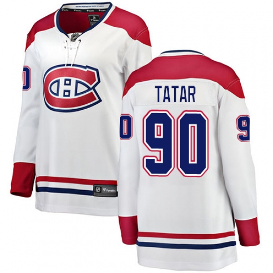 Women's Montreal Canadiens 90 Tomas Tatar Authentic White Away Fanatics Branded Breakaway NHL Jersey