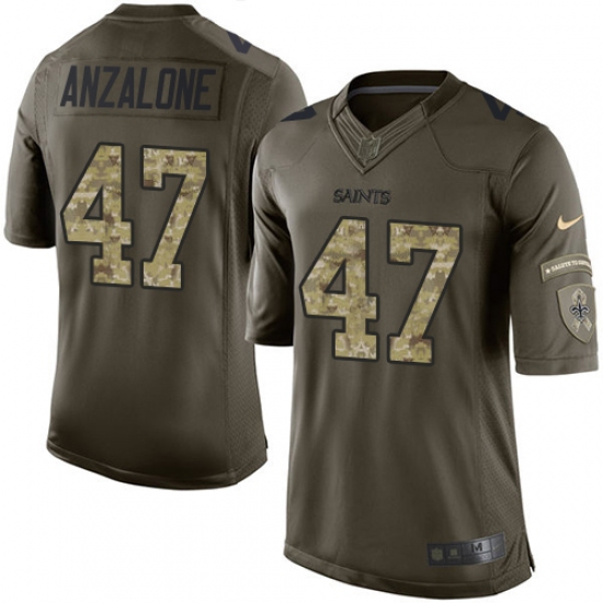 Men's Nike New Orleans Saints 47 Alex Anzalone Elite Green Salute to Service NFL Jersey