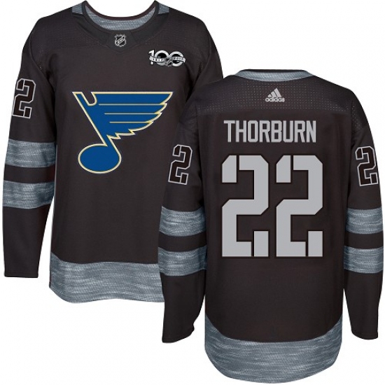 Men's Adidas St. Louis Blues 22 Chris Thorburn Authentic Black 1917-2017 100th Anniversary NHL Jersey