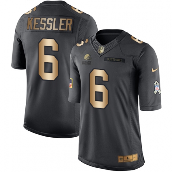 Men's Nike Cleveland Browns 6 Cody Kessler Limited Black/Gold Salute to Service NFL Jersey