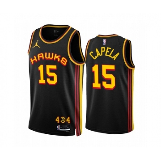 Men's Atlanta Hawks 15 Clint Capela 2022-23 Black Statement Edition Stitched Jersey