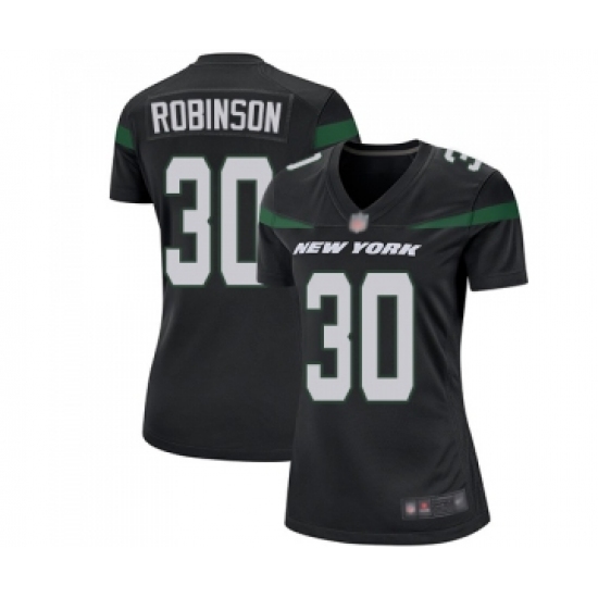 Women's New York Jets 30 Rashard Robinson Game Black Alternate Football Jersey