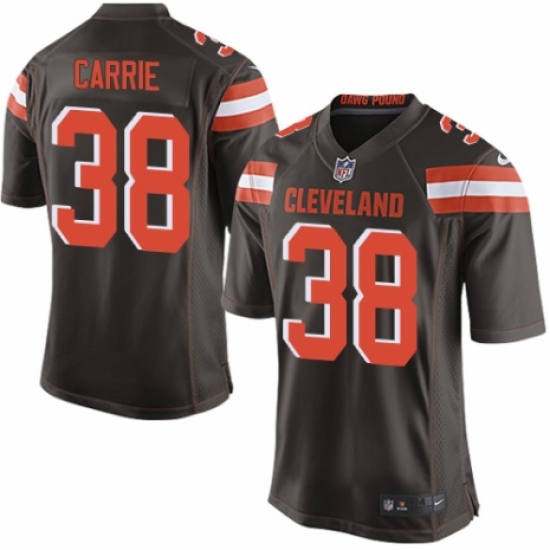 Men's Nike Cleveland Browns 38 T. J. Carrie Game Brown Team Color NFL Jersey