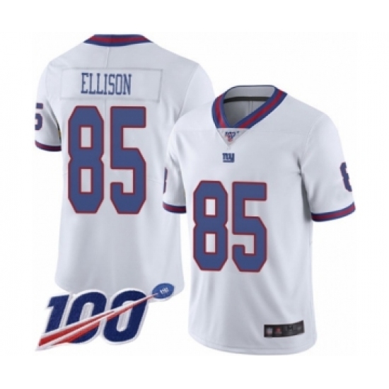 Men's New York Giants 85 Rhett Ellison Limited White Rush Vapor Untouchable 100th Season Football Jersey