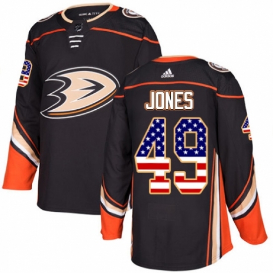 Youth Adidas Anaheim Ducks 49 Max Jones Authentic Black USA Flag Fashion NHL Jersey