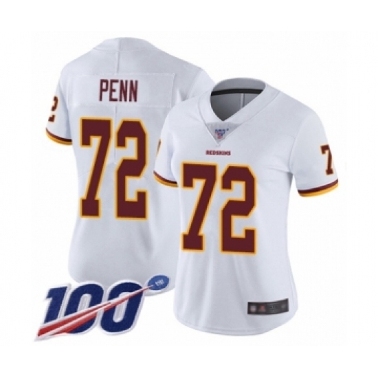 Women's Washington Redskins 72 Donald Penn White Vapor Untouchable Limited Player 100th Season Football Jersey
