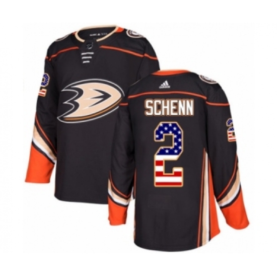 Men's Adidas Anaheim Ducks 2 Luke Schenn Authentic Black USA Flag Fashion NHL Jersey