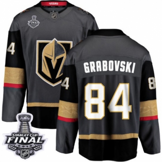 Youth Vegas Golden Knights 84 Mikhail Grabovski Authentic Black Home Fanatics Branded Breakaway 2018 Stanley Cup Final NHL Jersey