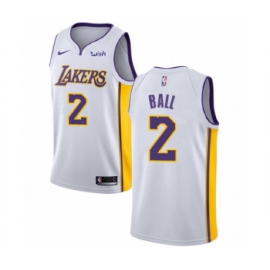 Youth Los Angeles Lakers 2 Lonzo Ball Swingman White Basketball Jersey - Association Edition