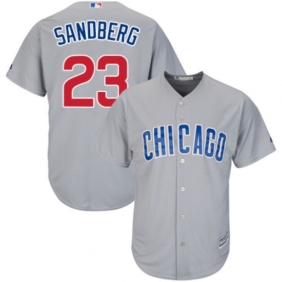 Men's Majestic Chicago Cubs 23 Ryne Sandberg Replica Grey Road Cool Base MLB Jersey