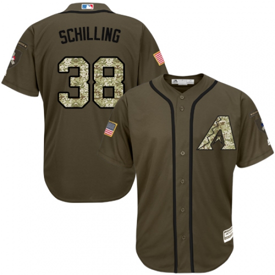 Youth Majestic Arizona Diamondbacks 38 Curt Schilling Authentic Green Salute to Service MLB Jersey