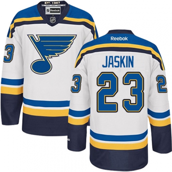 Men's Reebok St. Louis Blues 23 Dmitrij Jaskin Authentic White Away NHL Jersey