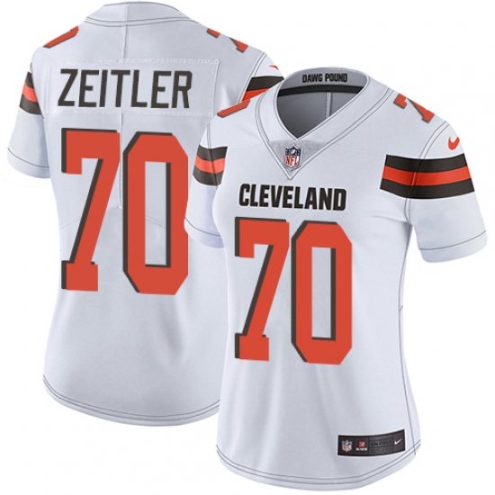 Women's Nike Cleveland Browns 70 Kevin Zeitler White Vapor Untouchable Limited Player NFL Jersey