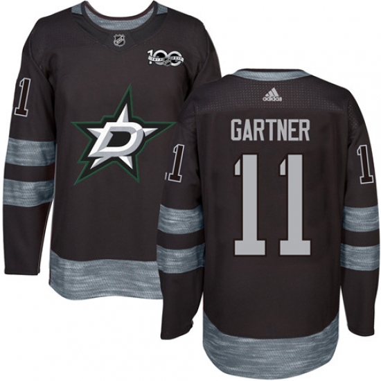 Men's Adidas Dallas Stars 11 Mike Gartner Authentic Black 1917-2017 100th Anniversary NHL Jersey