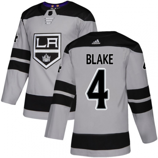 Men's Adidas Los Angeles Kings 4 Rob Blake Premier Gray Alternate NHL Jersey