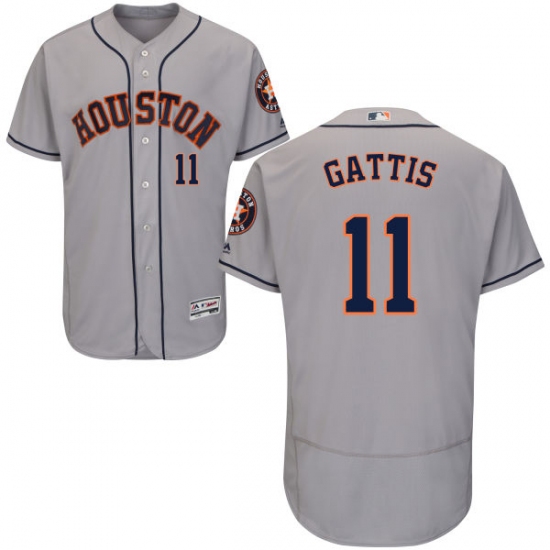 Men's Majestic Houston Astros 11 Evan Gattis Grey Road Flex Base Authentic Collection MLB Jersey