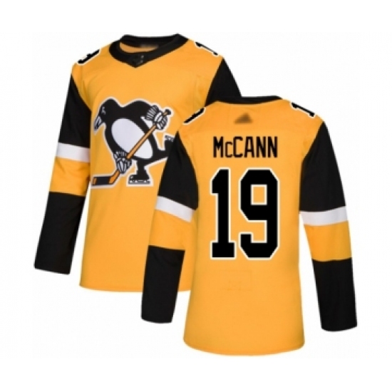 Men's Pittsburgh Penguins 19 Jared McCann Authentic Gold Alternate Hockey Jersey