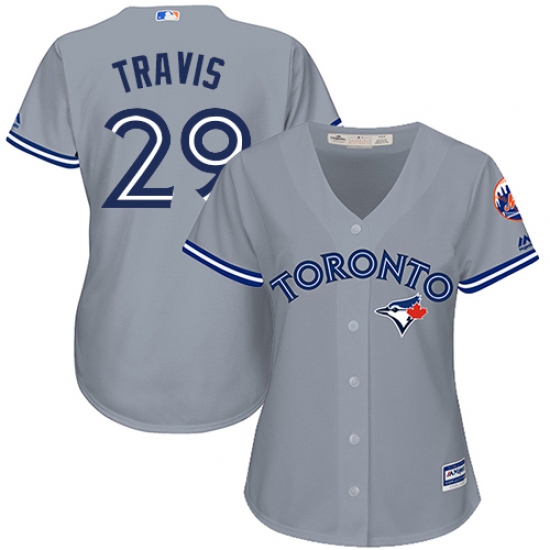 Women's Majestic Toronto Blue Jays 29 Devon Travis Replica Grey Road MLB Jersey