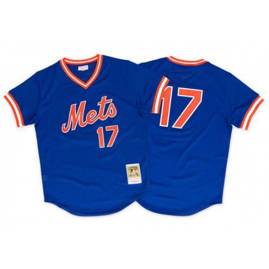 Men's Mitchell and Ness 1986 New York Mets 17 Keith Hernandez Replica Royal Blue Throwback MLB Jersey