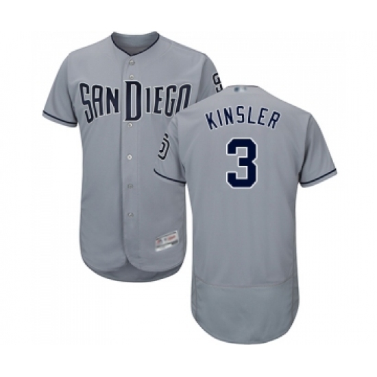 Men's San Diego Padres 3 Ian Kinsler Authentic Grey Road Cool Base Baseball Jersey