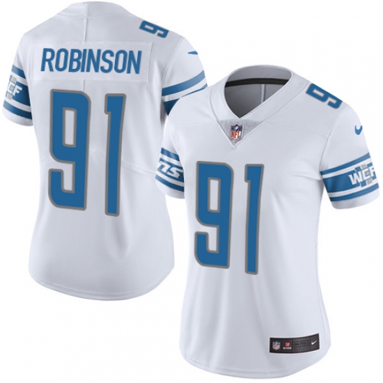 Women's Nike Detroit Lions 91 A'Shawn Robinson Limited White Vapor Untouchable NFL Jersey