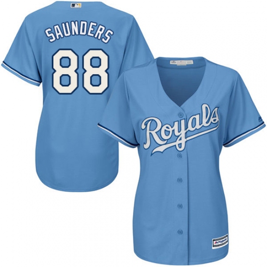 Women's Majestic Kansas City Royals 88 Michael Saunders Authentic Light Blue Alternate 1 Cool Base MLB Jersey