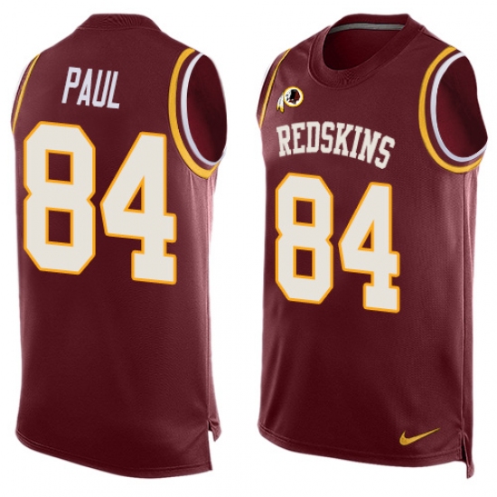 Men's Nike Washington Redskins 84 Niles Paul Limited Red Player Name & Number Tank Top NFL Jersey