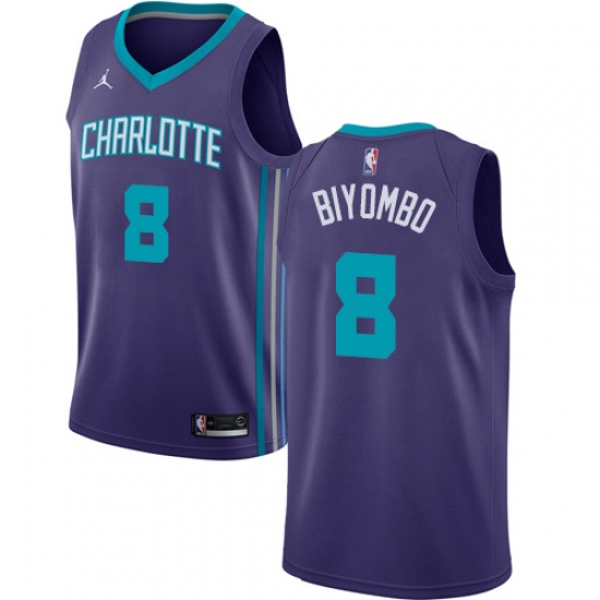 Men's Nike Jordan Charlotte Hornets 8 Bismack Biyombo Swingman Purple NBA Jersey Statement Edition