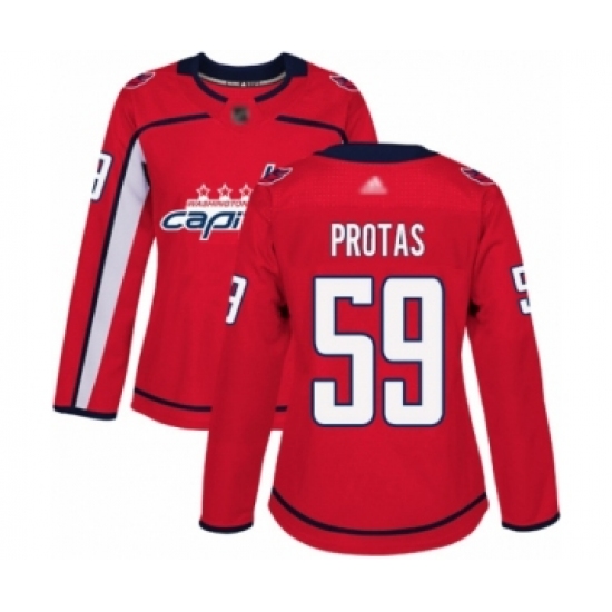 Women's Washington Capitals 59 Aliaksei Protas Authentic Red Home Hockey Jersey