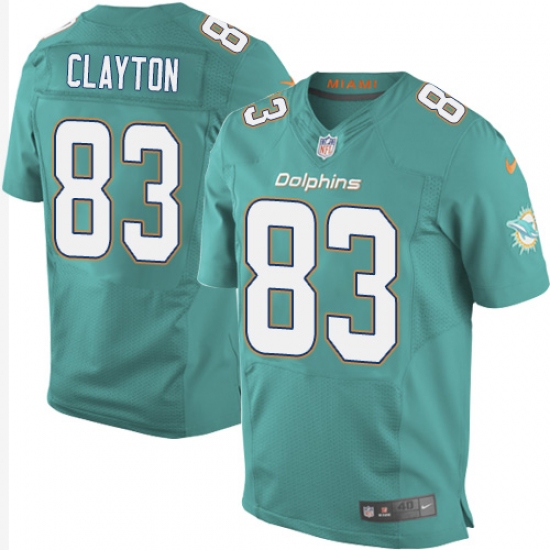Men's Nike Miami Dolphins 83 Mark Clayton Elite Aqua Green Team Color NFL Jersey