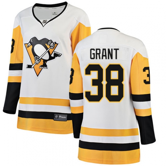 Women's Pittsburgh Penguins 38 Derek Grant Authentic White Away Fanatics Branded Breakaway NHL Jersey