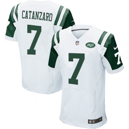 Men's Nike New York Jets 7 Chandler Catanzaro Elite White NFL Jersey