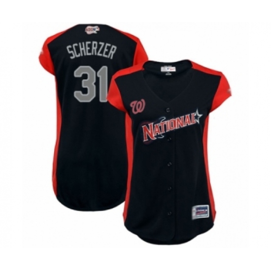 Women's Washington Nationals 31 Max Scherzer Authentic Navy Blue National League 2019 Baseball All-Star Jersey