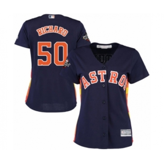 Women's Houston Astros 50 J.R. Richard Authentic Navy Blue Alternate Cool Base 2019 World Series Bound Baseball Jersey