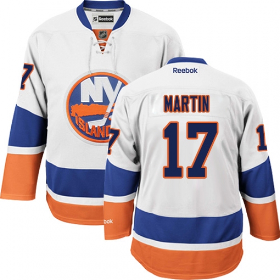 Men's Reebok New York Islanders 17 Matt Martin Authentic White Away NHL Jersey