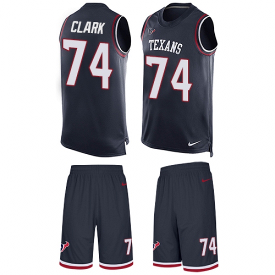 Men's Nike Houston Texans 74 Chris Clark Limited Navy Blue Tank Top Suit NFL Jersey