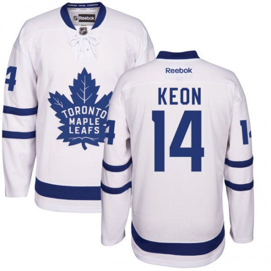 Men's Reebok Toronto Maple Leafs 14 Dave Keon Authentic White Away NHL Jersey