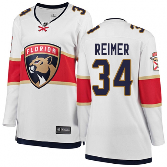 Women's Florida Panthers 34 James Reimer Authentic White Away Fanatics Branded Breakaway NHL Jersey