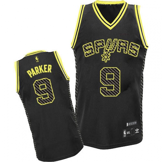 Men's Adidas San Antonio Spurs 9 Tony Parker Authentic Black Electricity Fashion NBA Jersey