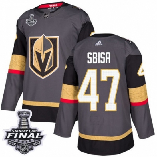 Men's Adidas Vegas Golden Knights 47 Luca Sbisa Premier Gray Home 2018 Stanley Cup Final NHL Jersey