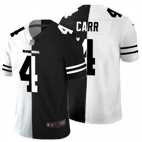 Men's Oakland Raiders 4 Derek Carr Black White Limited Split Fashion Football Jersey