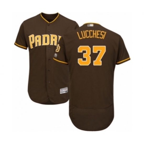 Men's San Diego Padres 37 Joey Lucchesi Brown Alternate Flex Base Authentic Collection Baseball Player Jersey