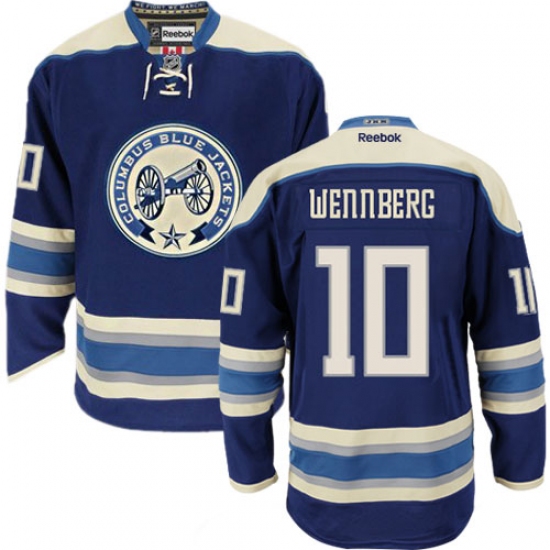 Women's Reebok Columbus Blue Jackets 10 Alexander Wennberg Premier Navy Blue Third NHL Jersey