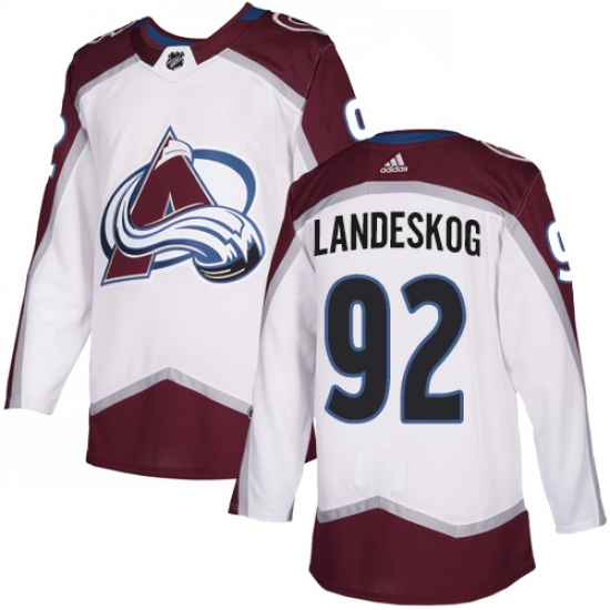 Men's Adidas Colorado Avalanche 92 Gabriel Landeskog White Road Authentic Stitched NHL Jersey